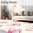 Pink Delicate Butterfly Pattern Design Rug