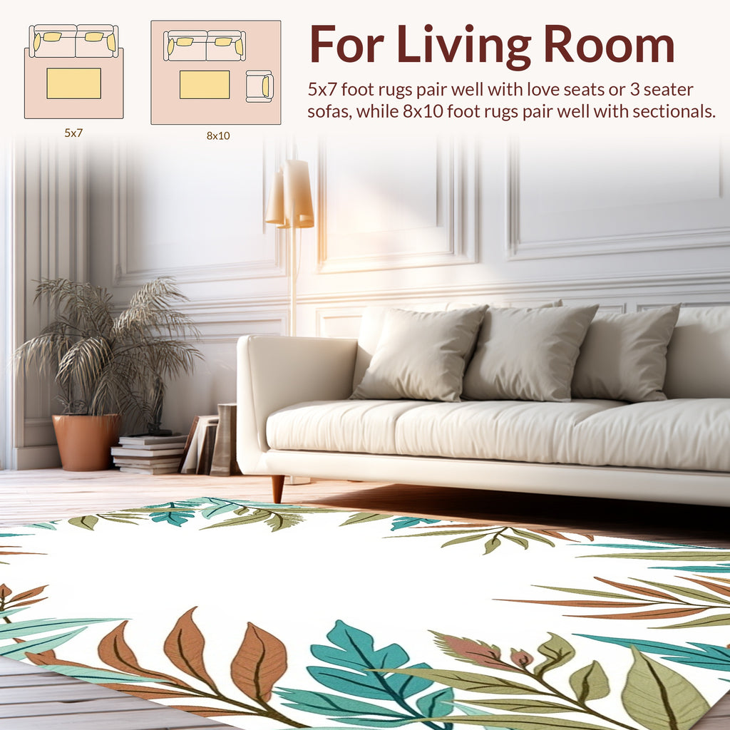Earth Tones Leafy Botanical Design Rug
