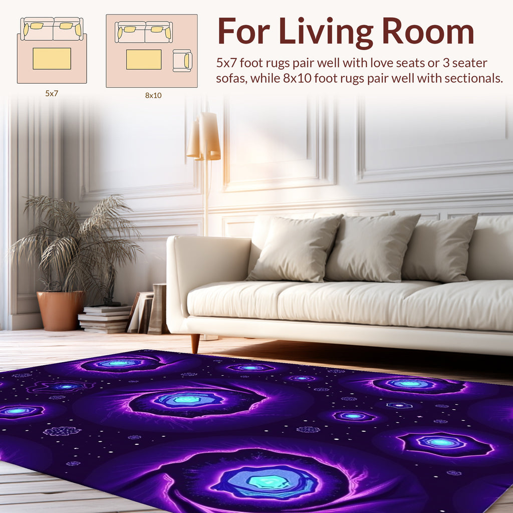 Cosmic Swirl Patterned Purple Rug