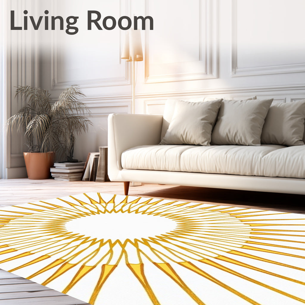 Radiant Sunburst Geometric Design Rug