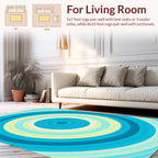 Concentric Circles Blue Yellow Rug