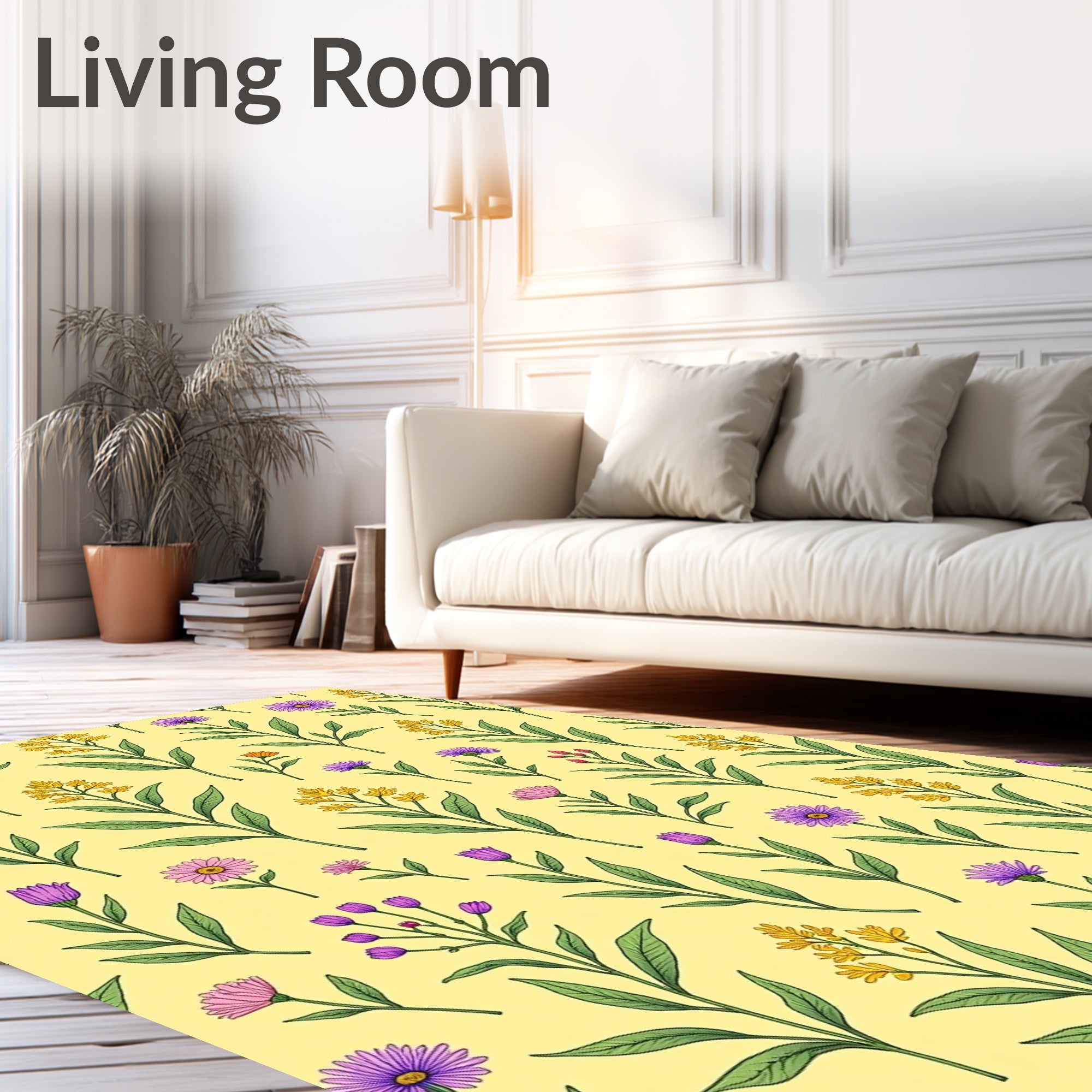 Delicate Floral Branch Pattern Design Rug