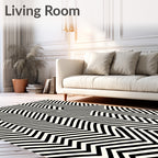 Black White Zigzag Illusion Rug