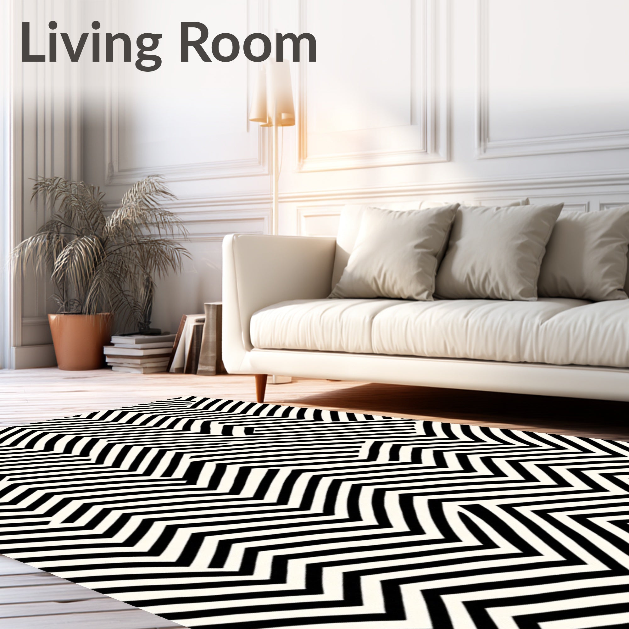 Black White Zigzag Illusion Rug