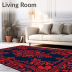 Traditional Red Floral Bordered Design Rug