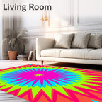 Radiant Starburst Psychedelic Pattern Rug