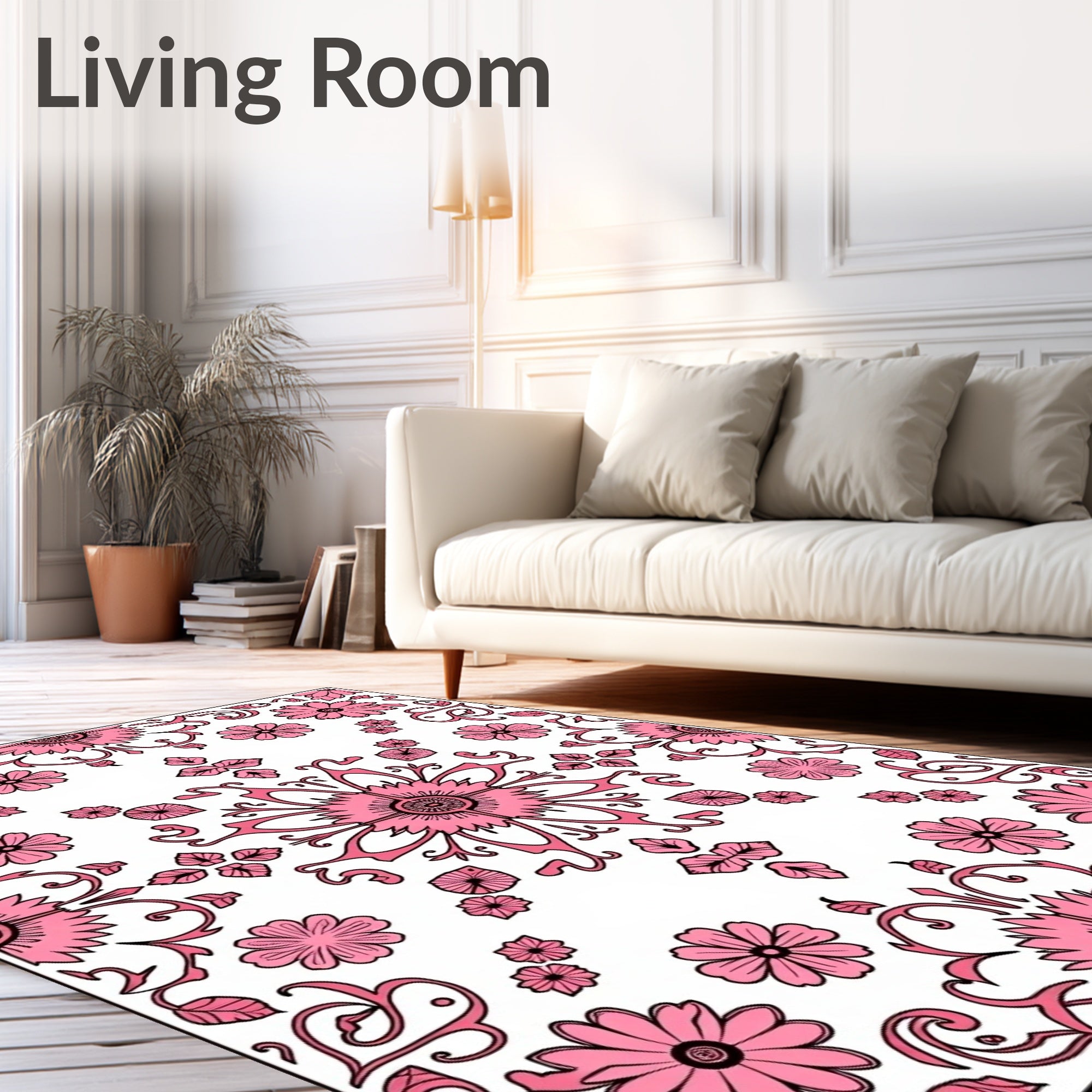 Pink Floral Decorative Pattern Rug
