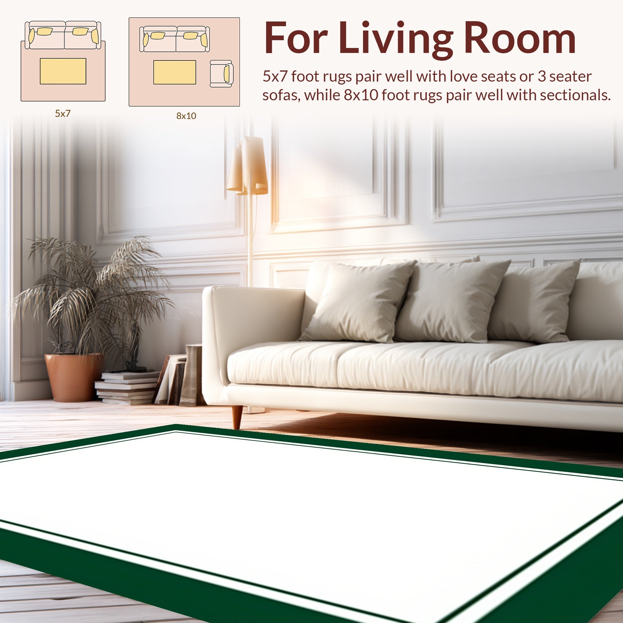 Classic Emerald Green Border Design Rug