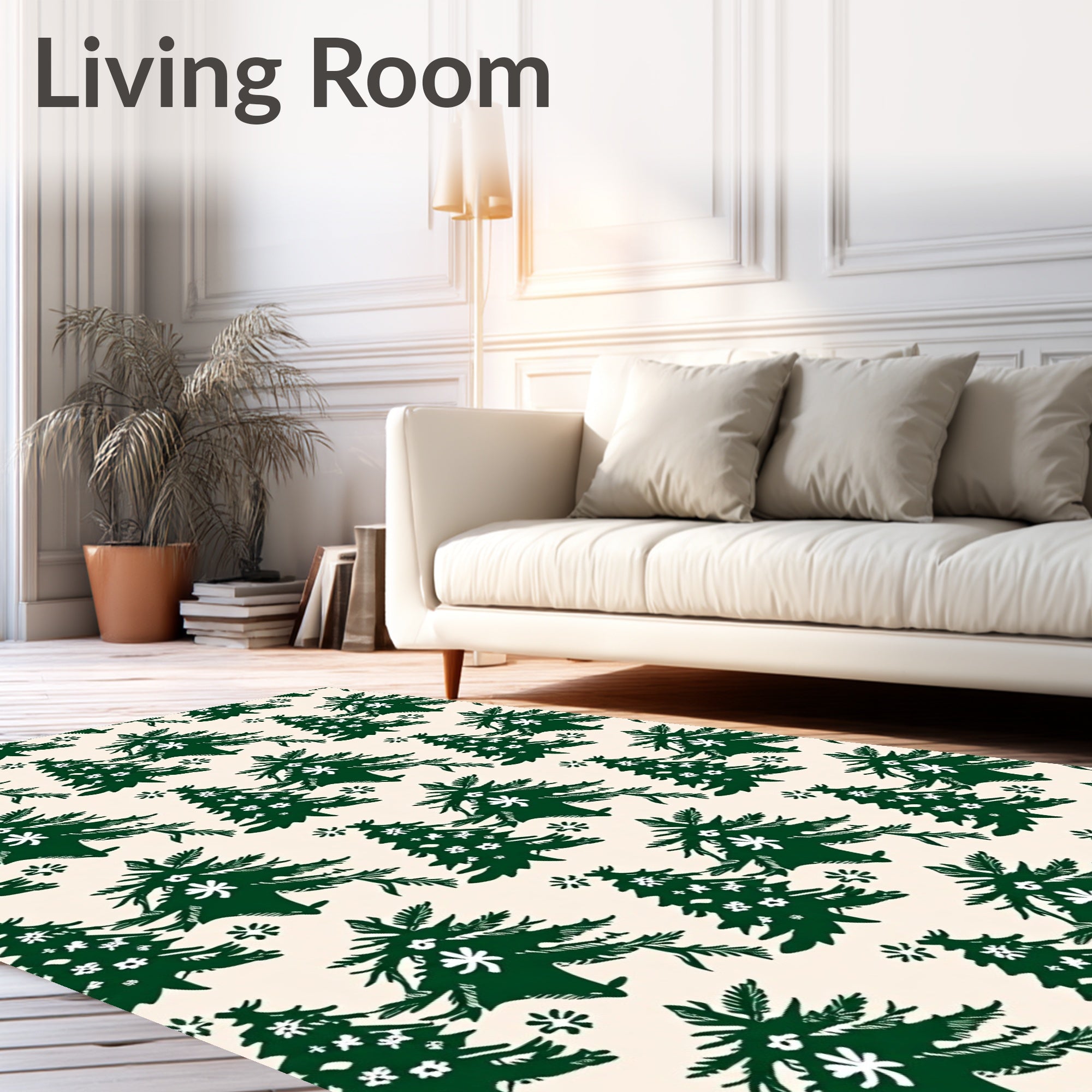 Evergreen Tree Snowflake Pattern Rug