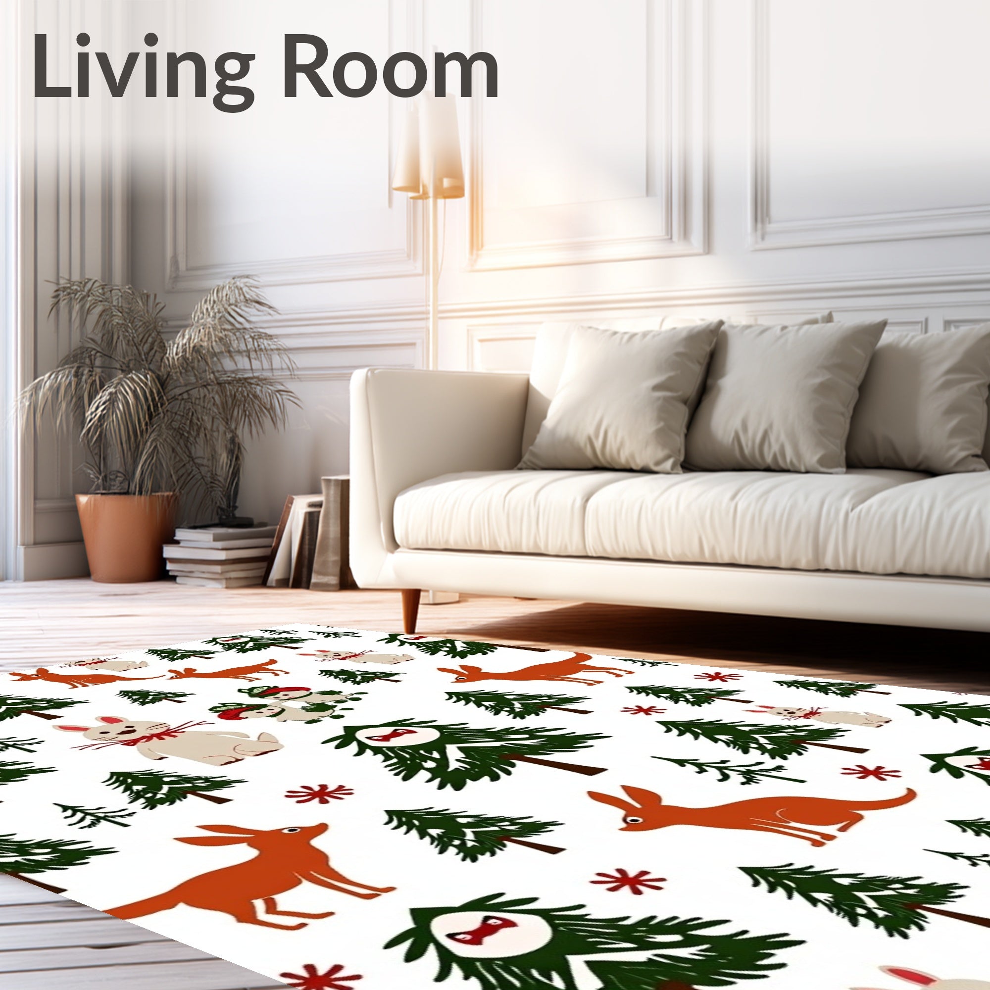 Whimsical Forest Creature Pattern Rug