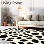Spotted Cream Black Contemporary Rug