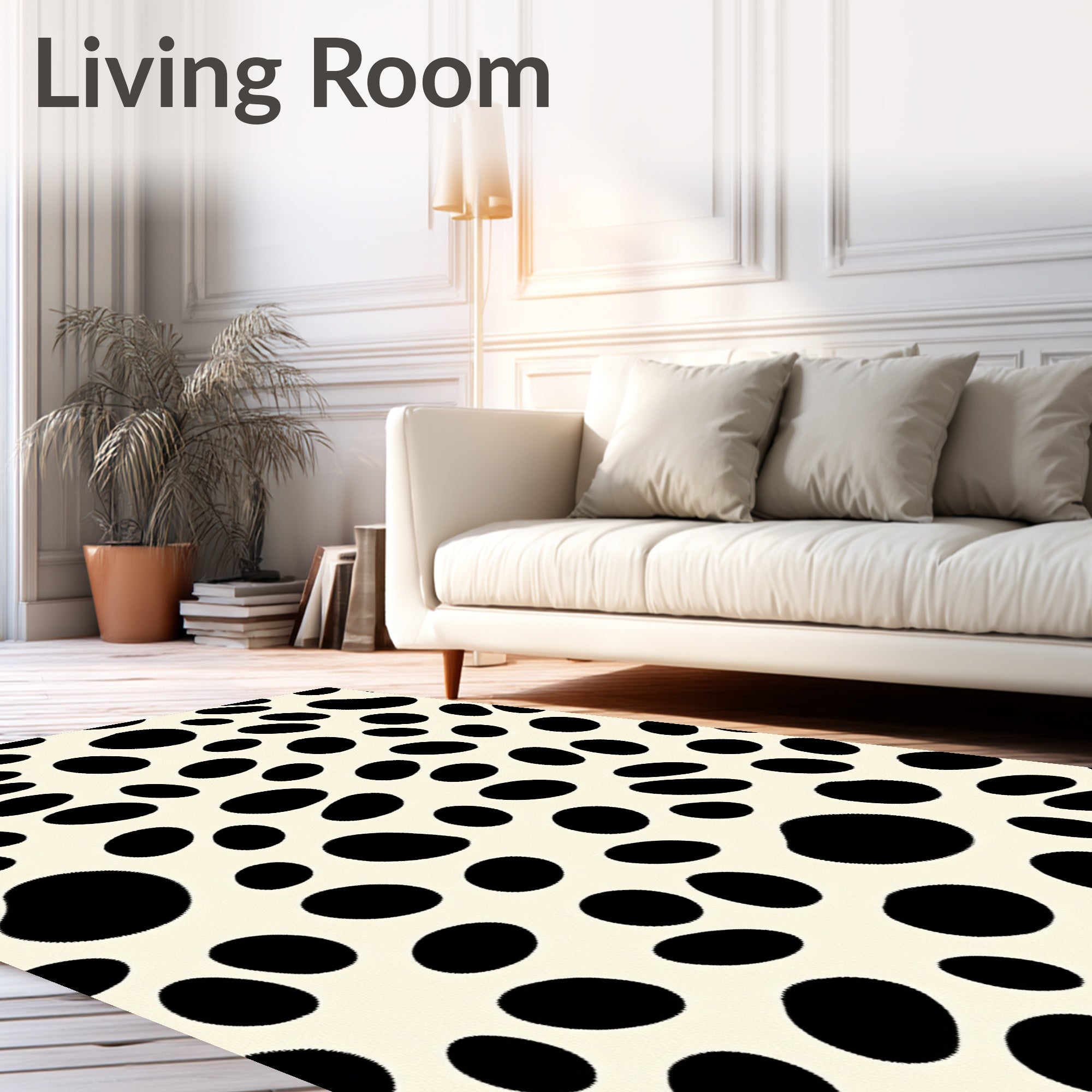 Spotted Cream Black Contemporary Rug