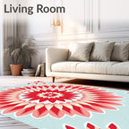 Crimson Petal Symmetry Design Rug