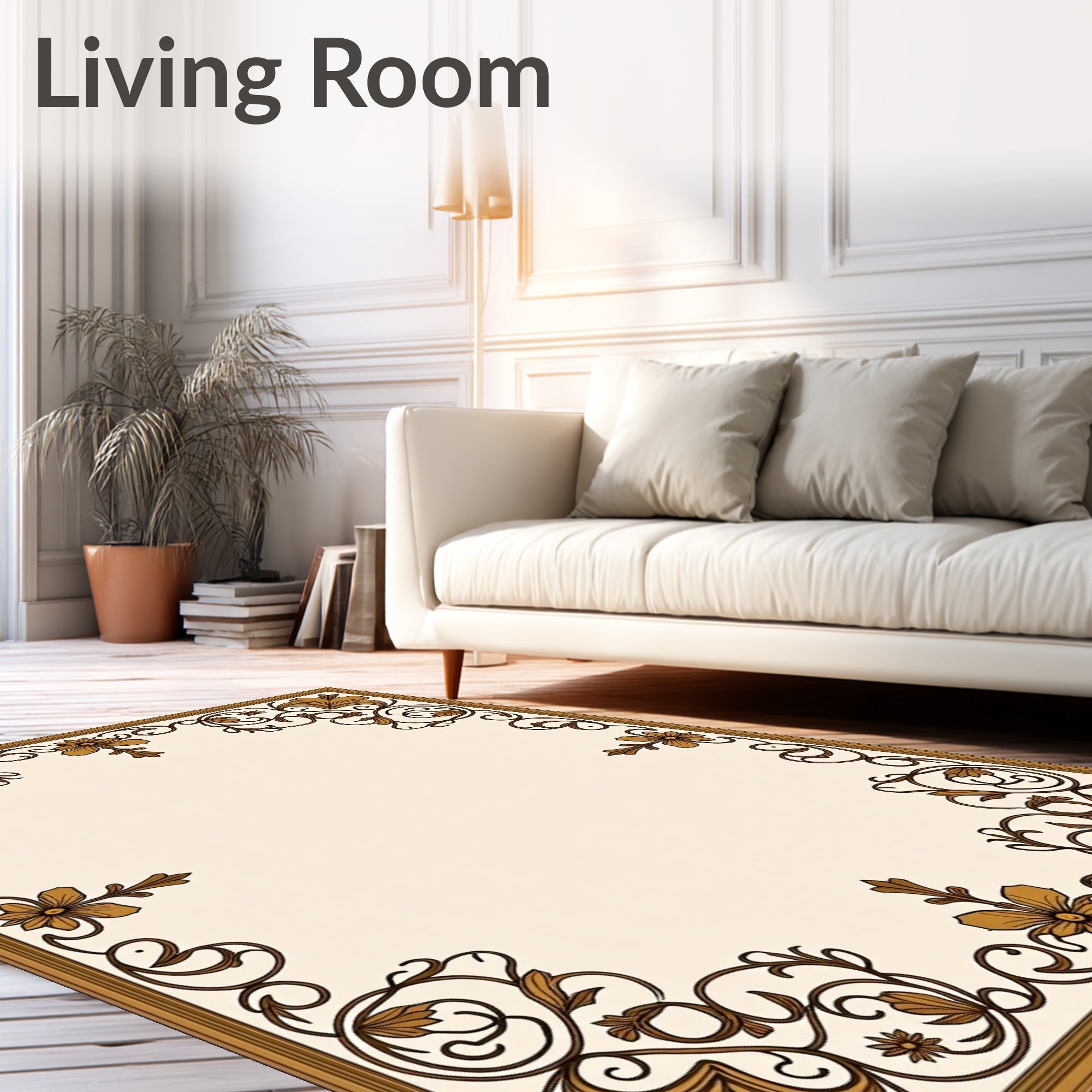 Ornate Floral Scrollwork Design Rug