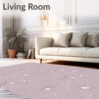 Soft Pink Floral Line Art Rug