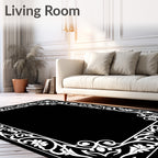 Classic White Floral Scroll Border Rug