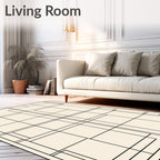 Abstract Cream Geometric Composition Rug