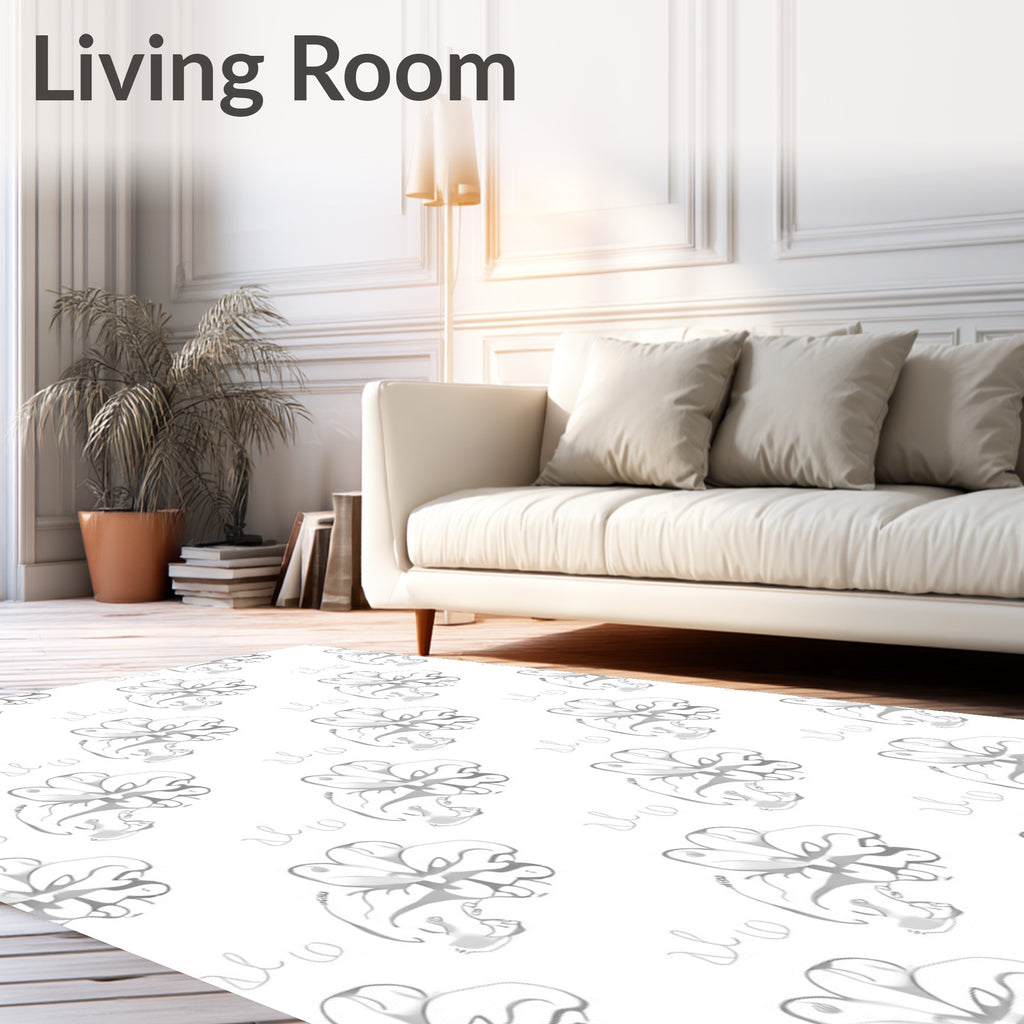 Delicate Flower Sketch Pattern Rug
