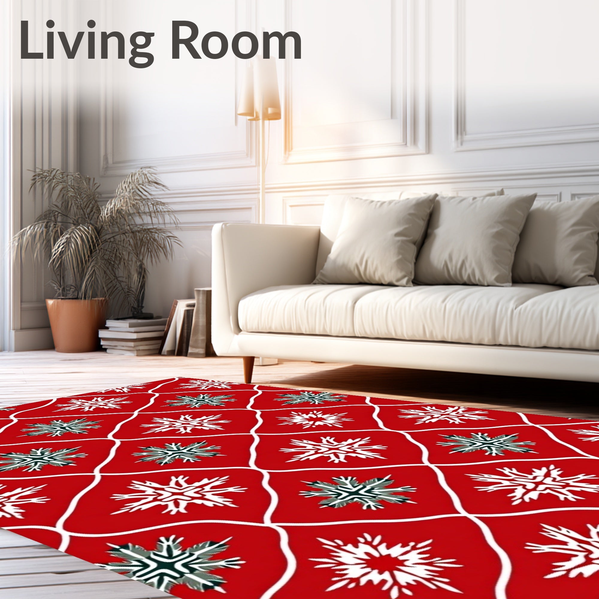 Red Snowflake Lattice Pattern Rug