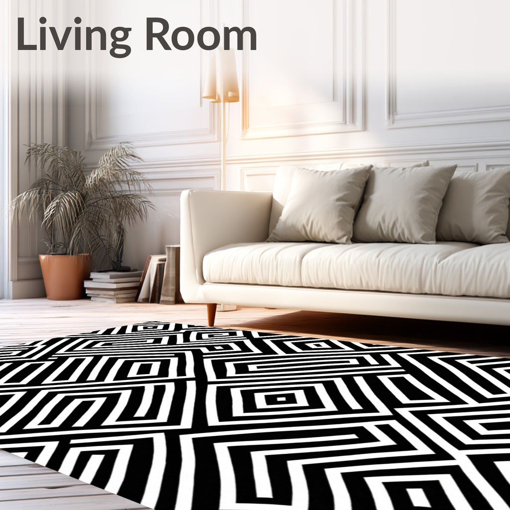 Abstract Geometric Maze Pattern Rug