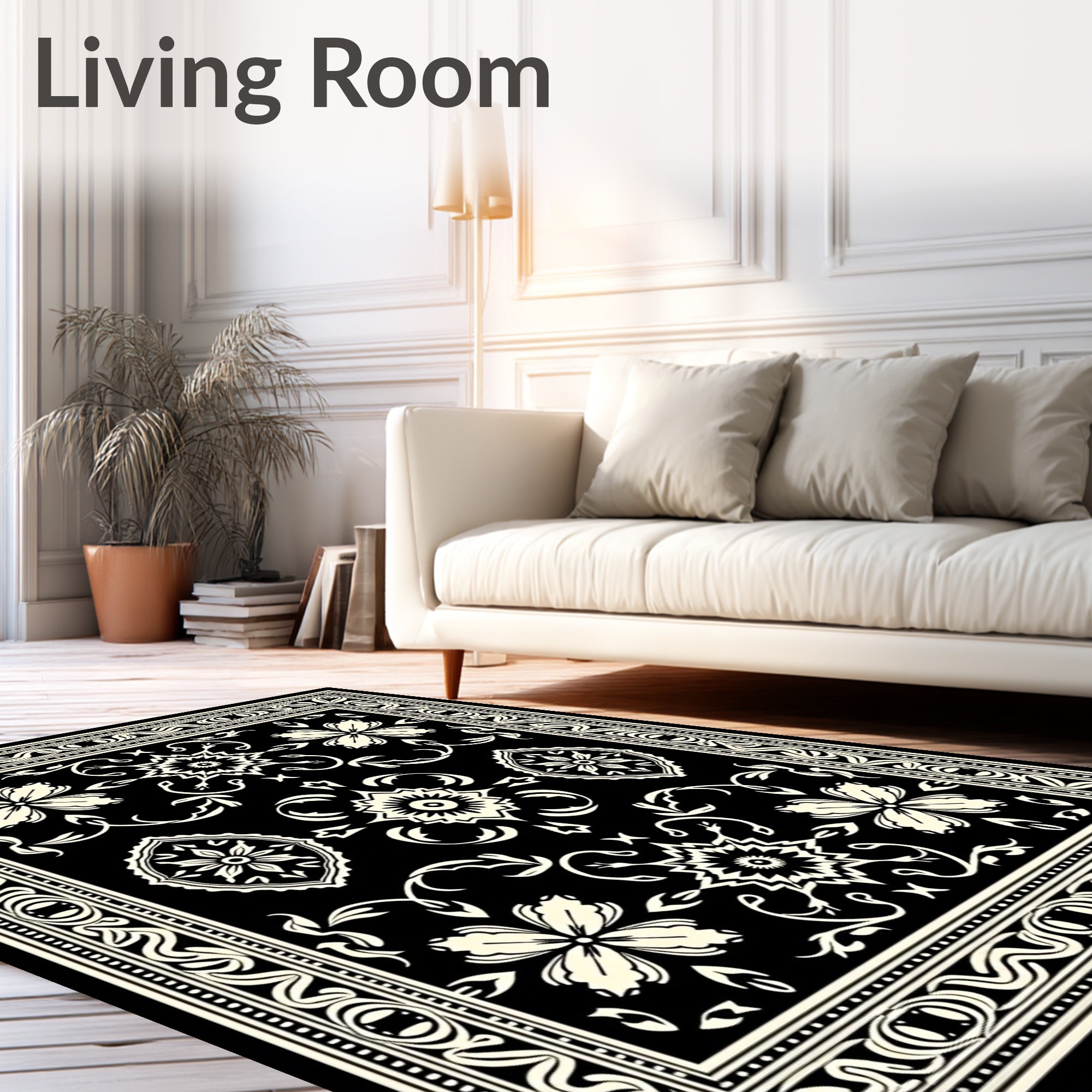Classic Floral Medallion Contrast Design Rug