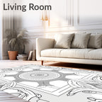 Intricate Grey Floral Medallion Pattern Rug