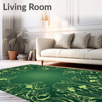 Elegant Emerald Floral Symmetry Rug