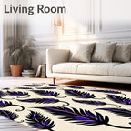 Feather Pattern With Purple Accents Rug