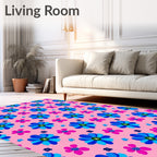 Floral Blue And Pink Pattern Rug