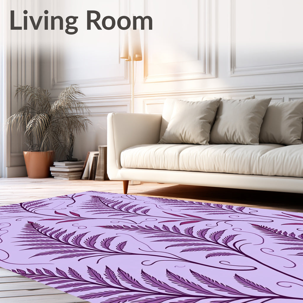 Purple Fern Leaf Pattern Design Rug