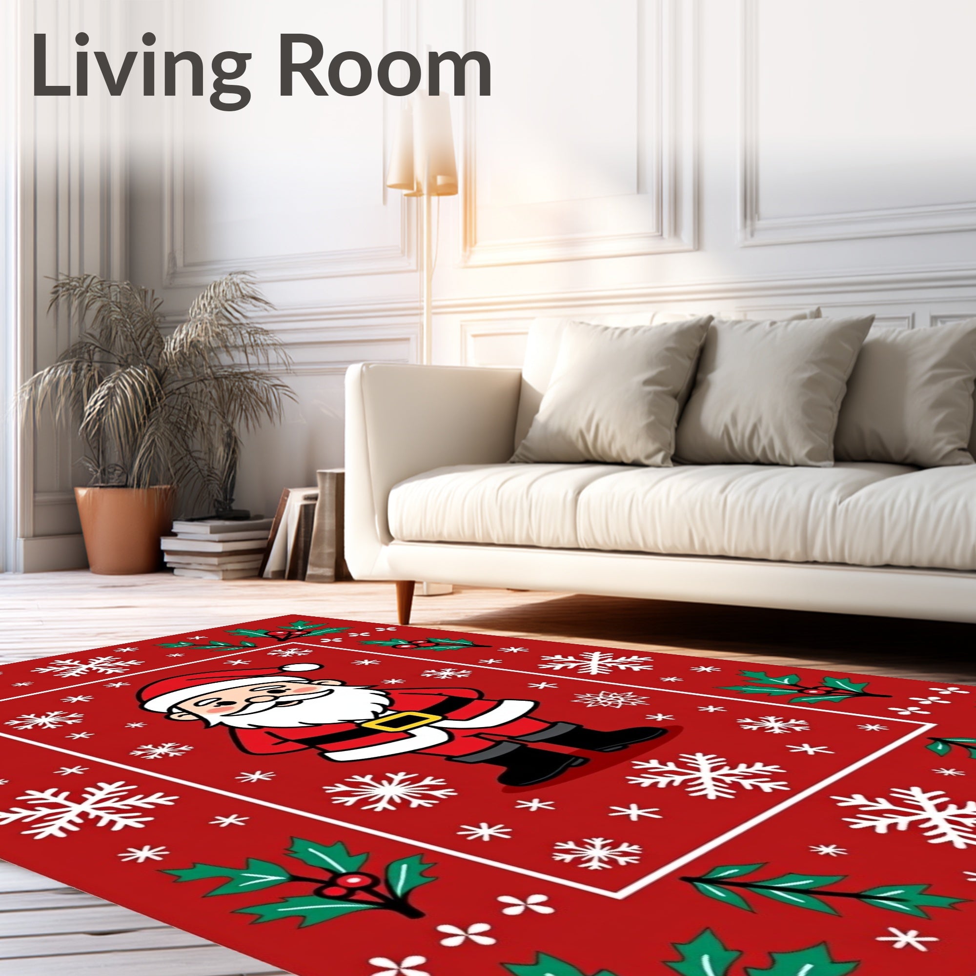 Joyful Santa Claus Snowflake Pattern Rug