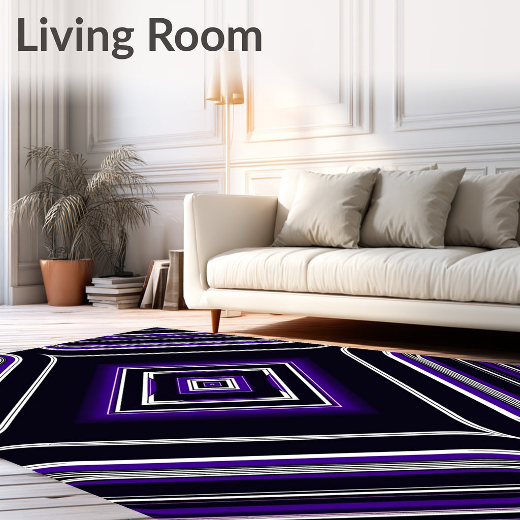 Purple and White Diamond Stripe Pattern Rug