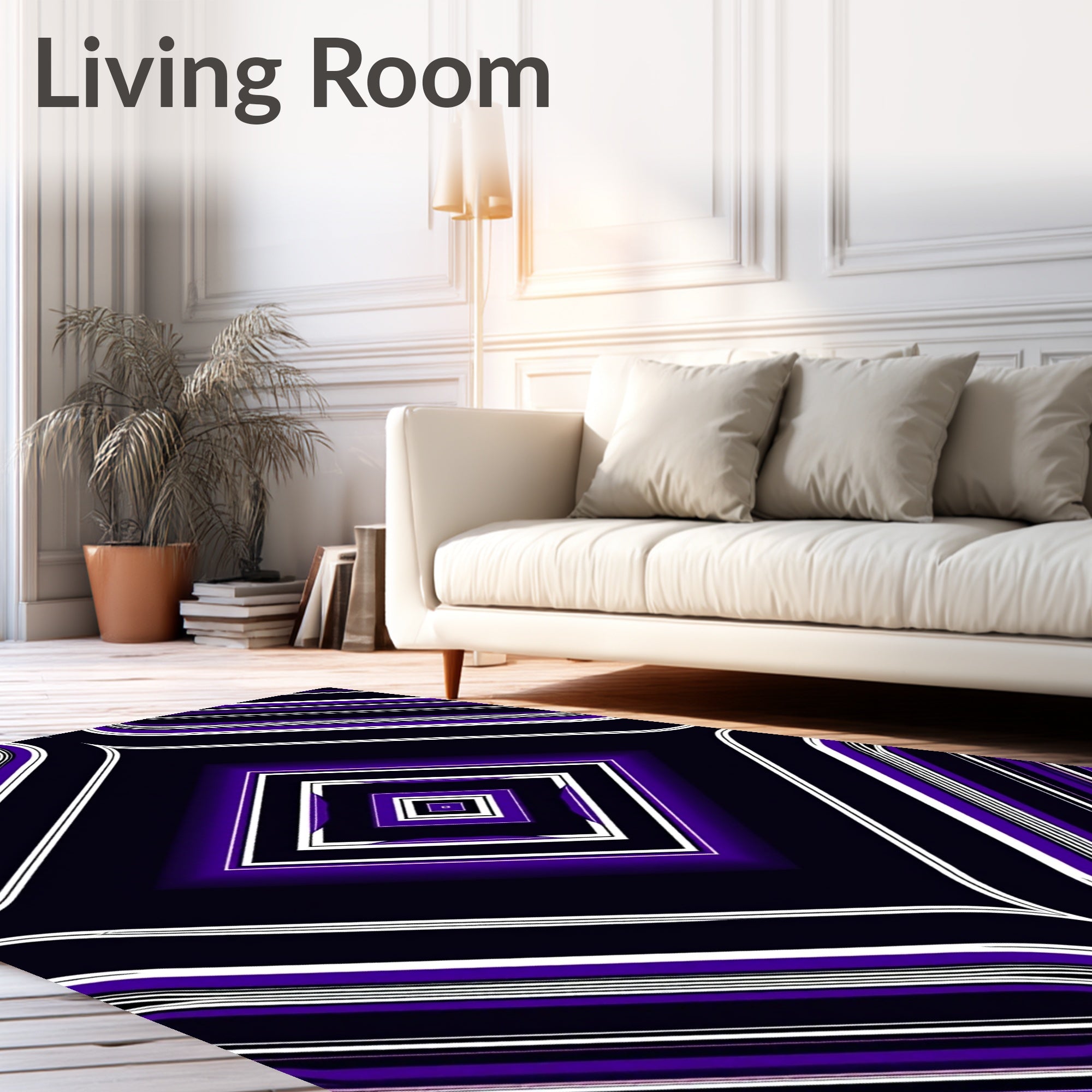Purple and White Diamond Stripe Pattern Rug