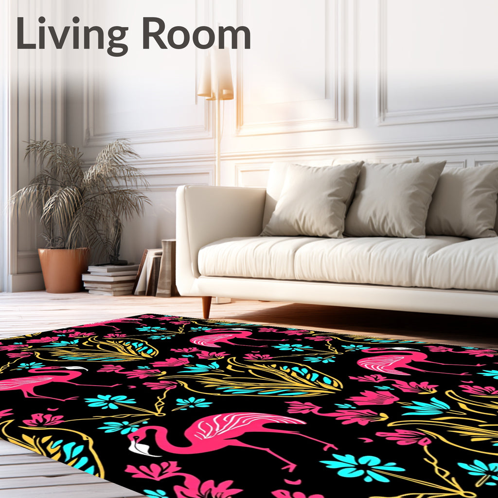 Flamingo Floral Damask Accent Design Rug