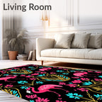 Flamingo Floral Damask Accent Design Rug