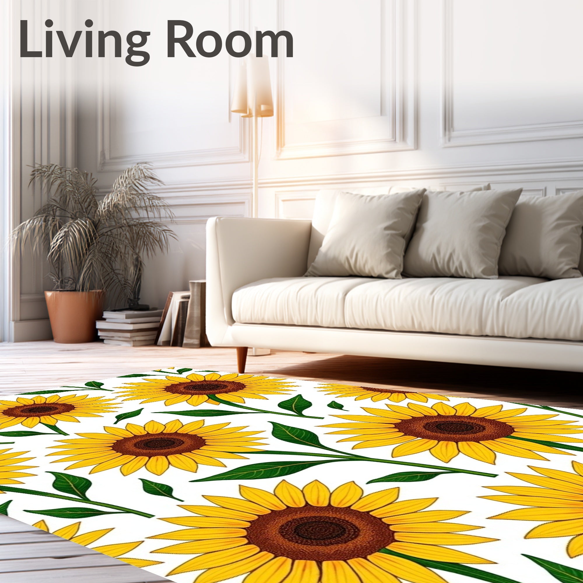 Vibrant Yellow Sunflower Pattern Design Rug