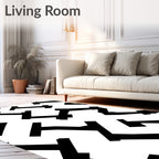 Black Geometric T Pattern Rug