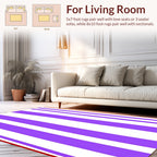 Purple and White Striped Graphic Design Rug