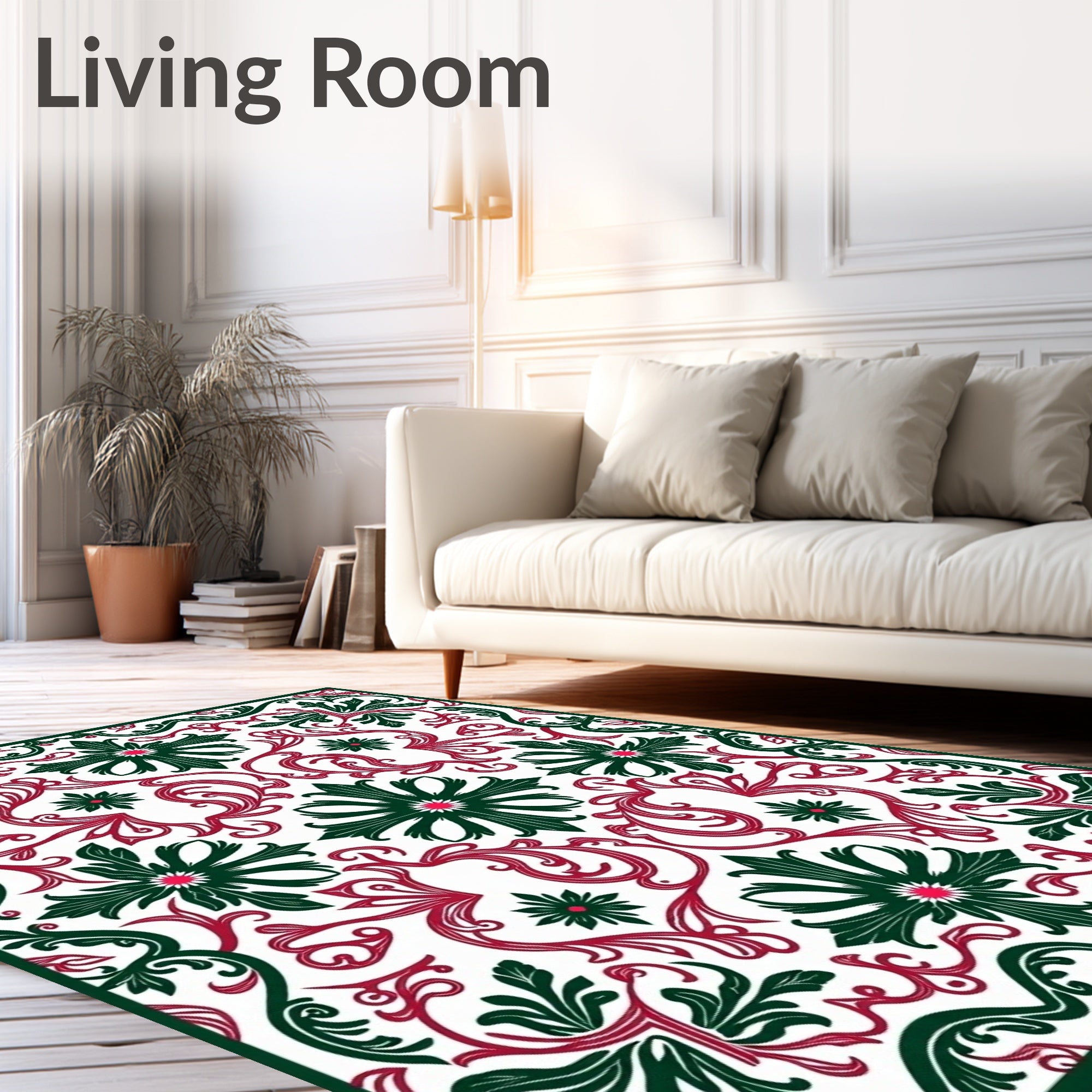Classic Floral Swirls Pattern Design Rug