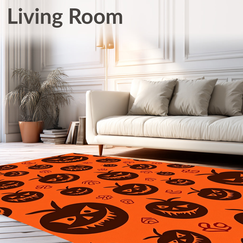 Spooky Pumpkin Face Pattern Design Rug