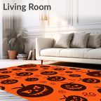 Spooky Pumpkin Face Pattern Design Rug