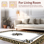 Vintage Black Gold Ornate Border Rug