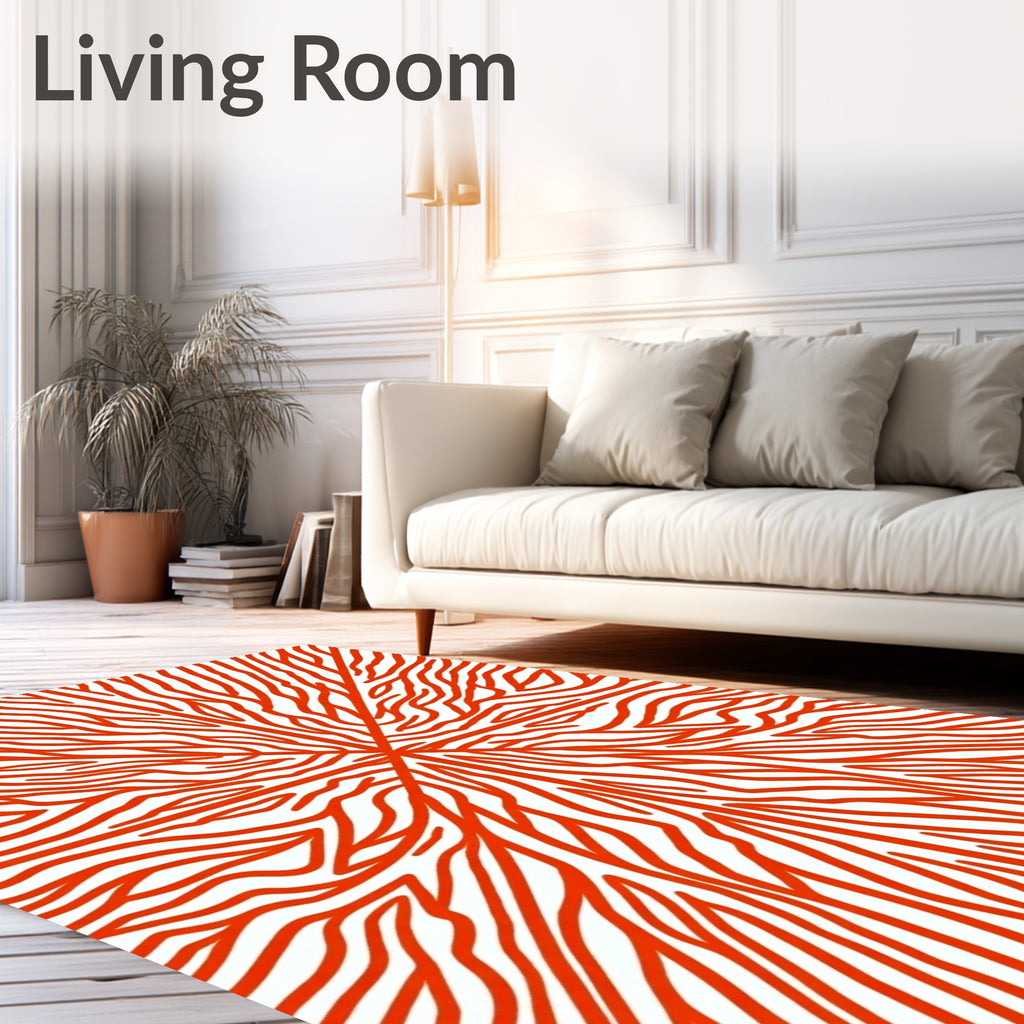 Radiating Red Organic Pattern Rug