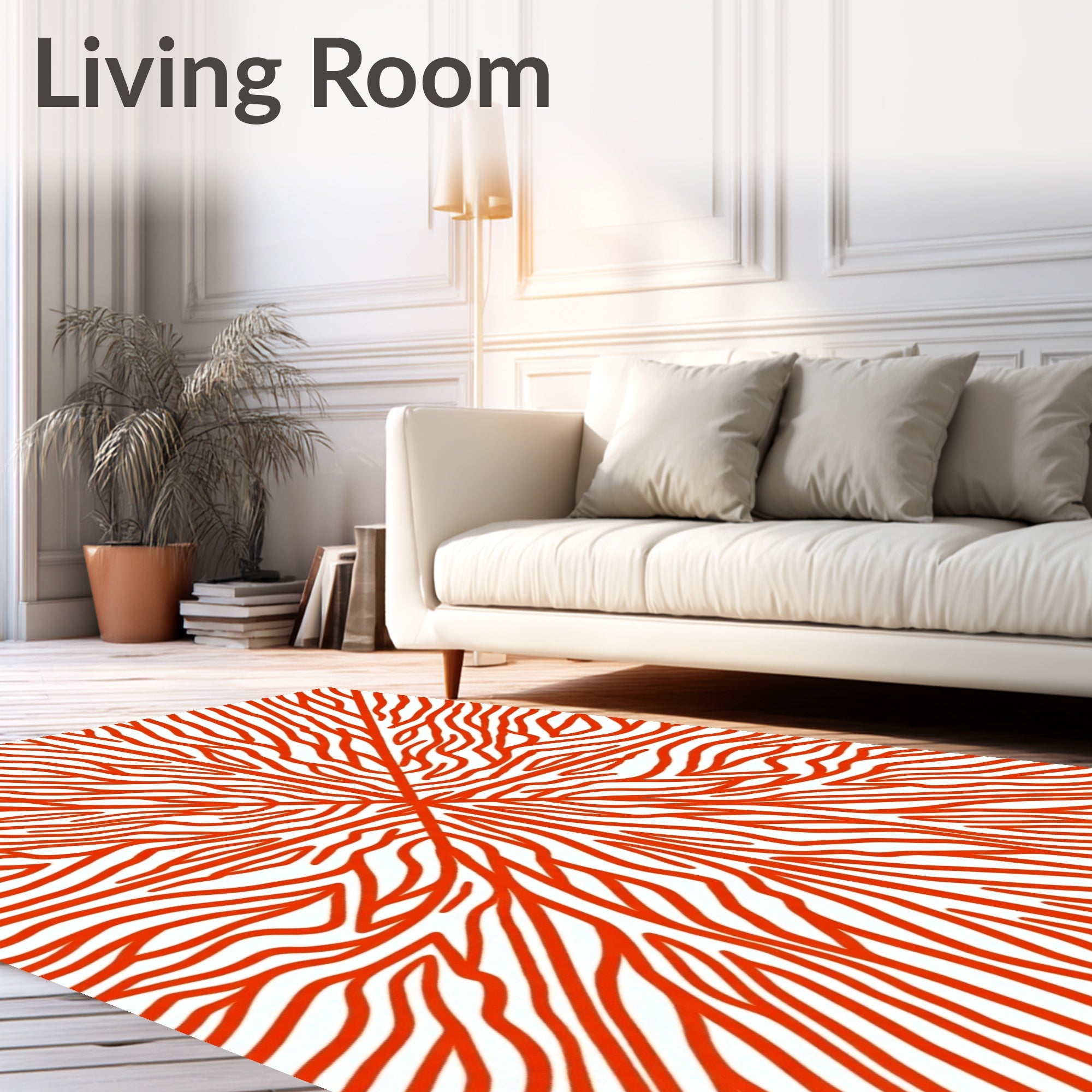 Radiating Red Organic Pattern Rug