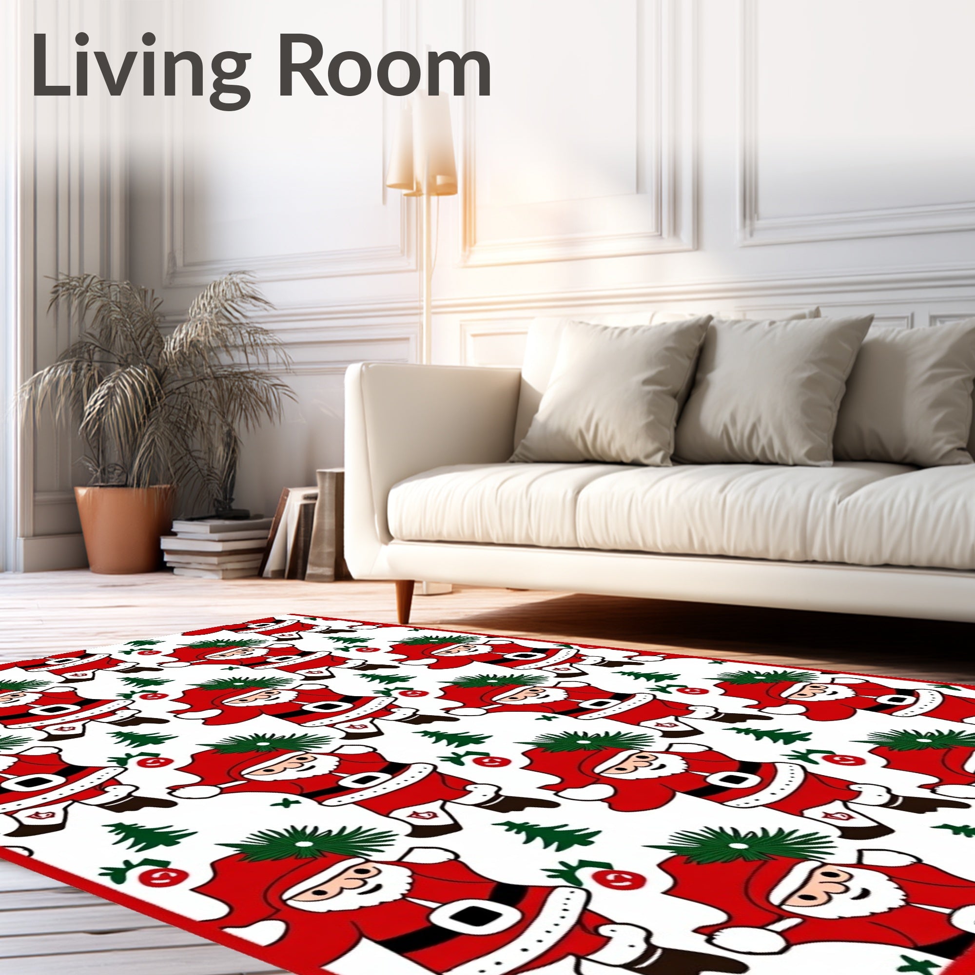 Jolly Santa Claus Christmas Trees Rug