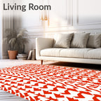 Vivid Red Abstract Geometric Pattern Rug