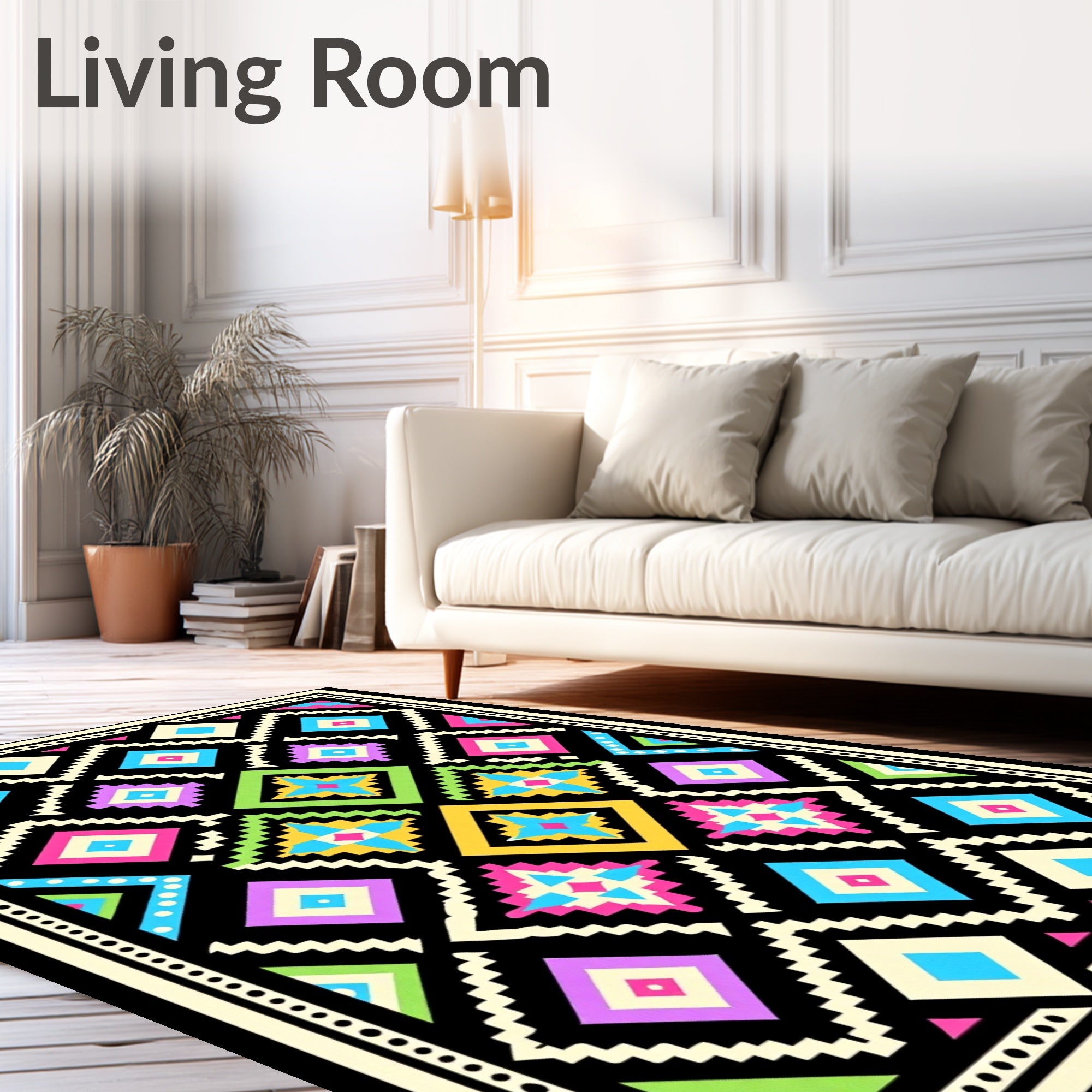 Bright Diamond Patterned Geometric Design Rug