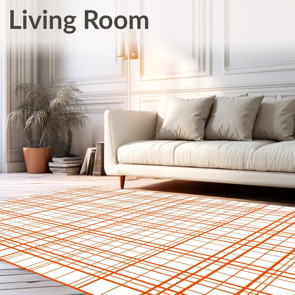 Classic Orange Checkered Pattern Rug