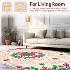 Pink Floral Harmony With Swirls Design Rug