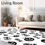 Whimsical Spooky Faces Skeletons Jam Pattern Rug